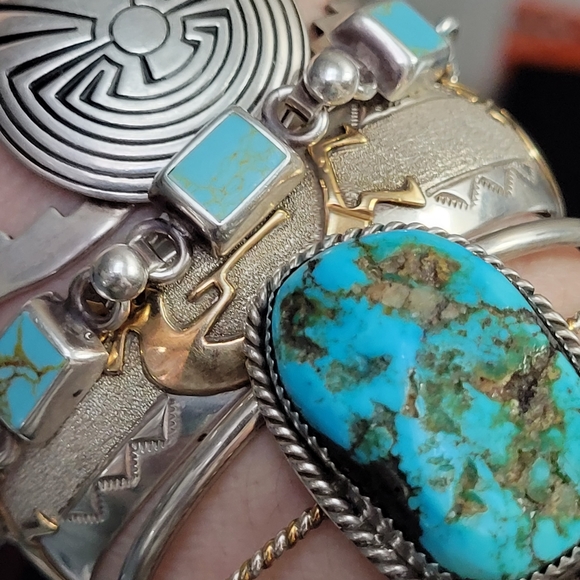 🌟 Collectable Hopi Kokopelli Cuff Sterling and Brass - Picture 17 of 17